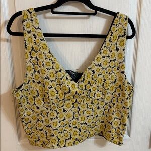 Maeve Yellow and Black Floral Crop Top